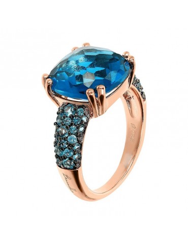 Anello Bronzallure-Prisma Gem Quadrata Blu-Misura 16-WSBZ02179.BLUE-16