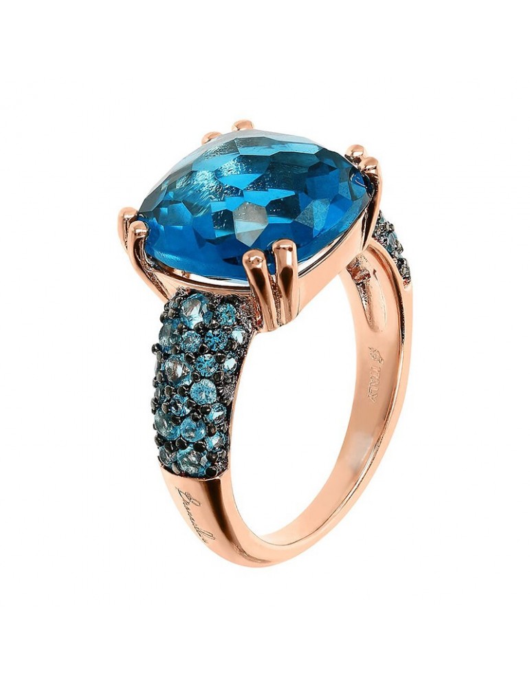Anello Bronzallure-Prisma Gem Quadrata Blu-Misura 16-WSBZ02179.BLUE-16