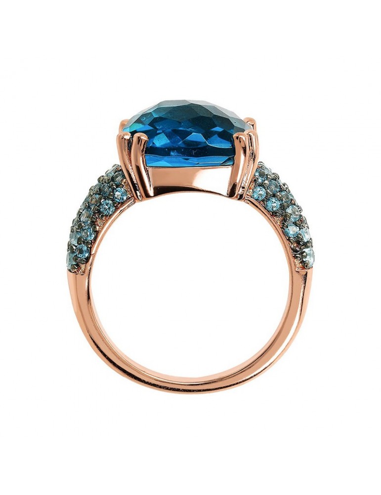 Anello Bronzallure-Prisma Gem Quadrata Blu-Misura 16-WSBZ02179.BLUE-16