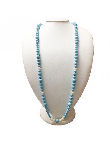 Collana Miluna - Agglomerato Turchese - Perle Naturali - PCL1429