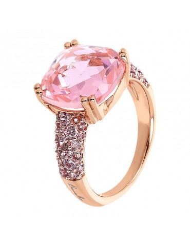 Bronzallure Ring - Prisma Gem Square - Pink - Size 14 -WSBZ02179.TO-14