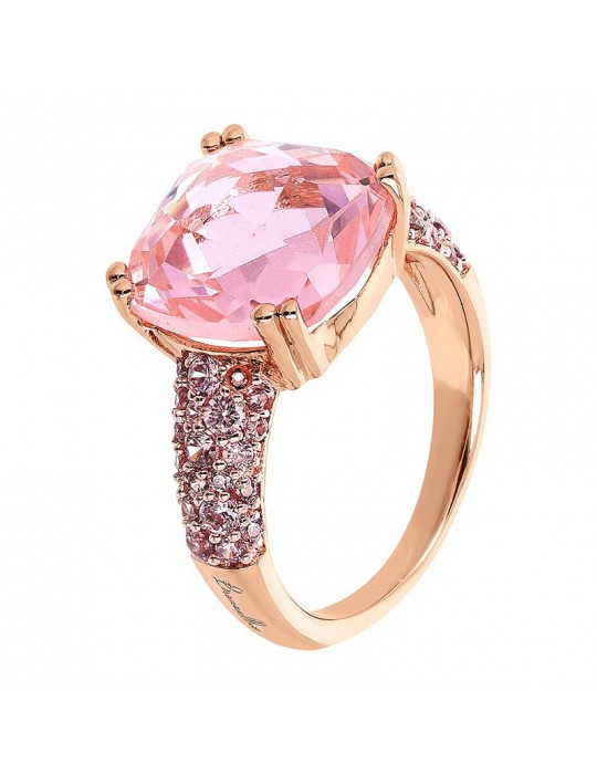 Bronzallure Ring - Prisma Gem Square - Pink - Size 14 -WSBZ02179.TO-14