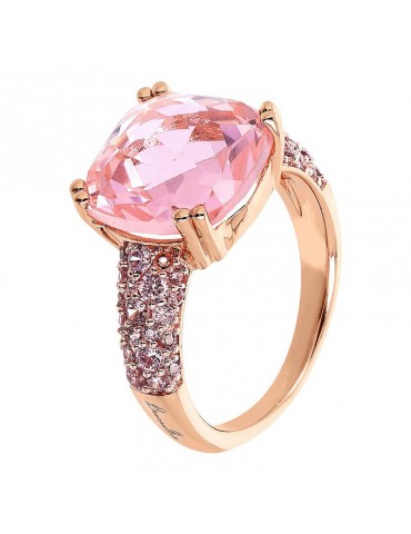 Anello Bronzallure -Prisma Gem Quadrata Rosa-Misura 16-WSBZ02179.TO-16