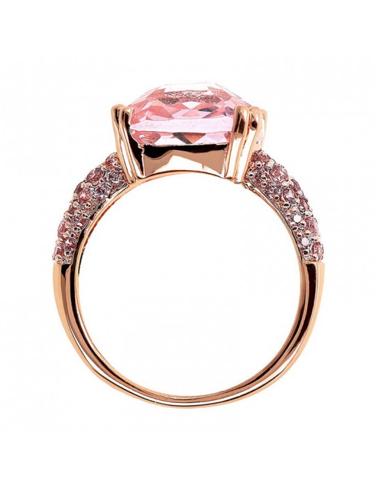 Anello Bronzallure -Prisma Gem Quadrata Rosa-Misura 16-WSBZ02179.TO-16