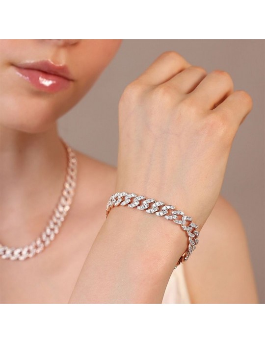 Bronzallure bracelet-Grummetta chain-Cubic Zirconia-WSBZ02327.WHI-CZ-LG