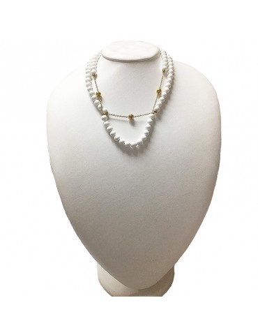 Collana Nimei - Agata Bianca - Oro Giallo 18 Carati - PCL1829