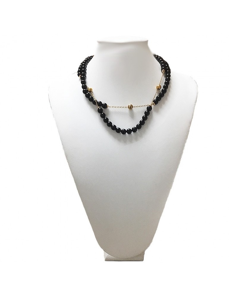 Nimei Woman's Necklace - with Black Onyx and 18K Yellow Gold - 0