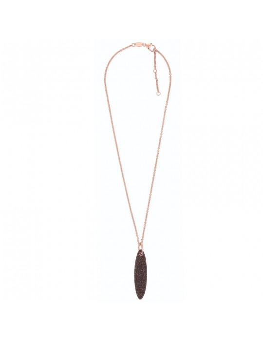 Pesavento Necklace - Polvere di Sogni in 925% Pink Silver Rolo Chain with Oval Shield Pendant - 0