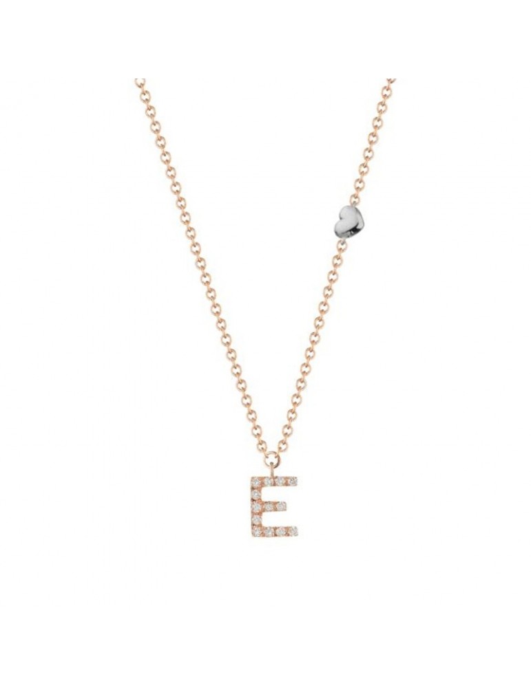 Collana Buonocore - You Are - Oro Rosa 18 carati - Lettera E - Diamanti Naturali 0,07 ct - 012C-E-DP