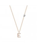 Buonocore Necklace - You Are in 18K Rose Gold with Letter E and Natural Diamonds 0.07 ct - 0