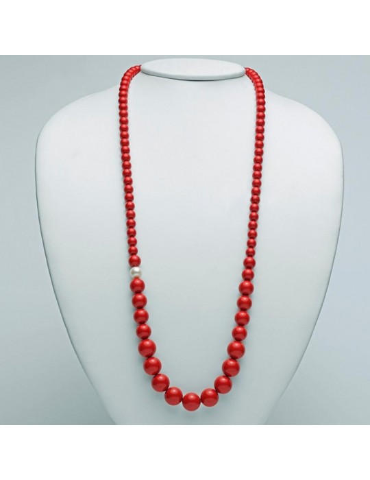 Miluna Necklace with Pearls and Red Coral for Woman - 0