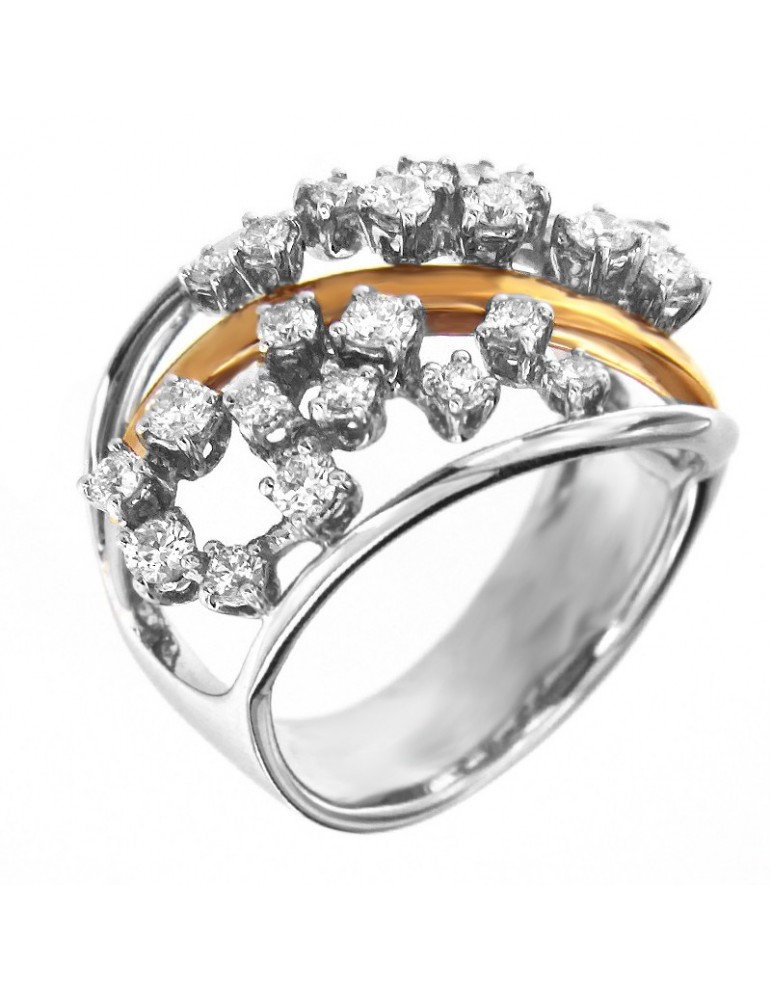 Anello Chimento Donna - in Oro Bianco e Rosa con Diamanti Naturali - 0