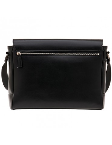Pineider-Messenger Shoulder Bag-Smooth Black Calfskin-PSL009056 2