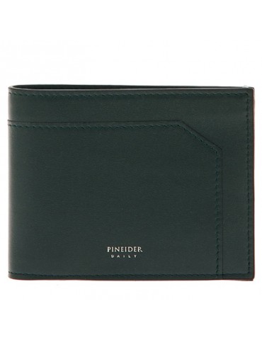Portafoglio Pineider-6 Scomparti-Pelle di Vitello Liscia Verde-PSS709327