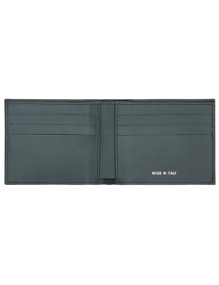 Pineider Wallet-6 Compartments-Green Smooth Calfskin-PSS709327