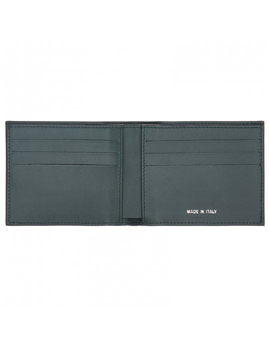 Pineider Wallet-6 Compartments-Green Smooth Calfskin-PSS709327