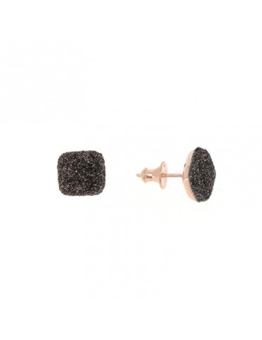 Pesavento Earrings - Polvere di Sogni Square in 925% Pink Silver with Bronze Pav - 0