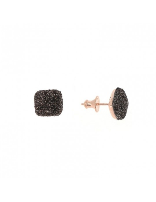 Pesavento Earrings - Polvere di Sogni Square in 925% Pink Silver with Bronze Pav - 0