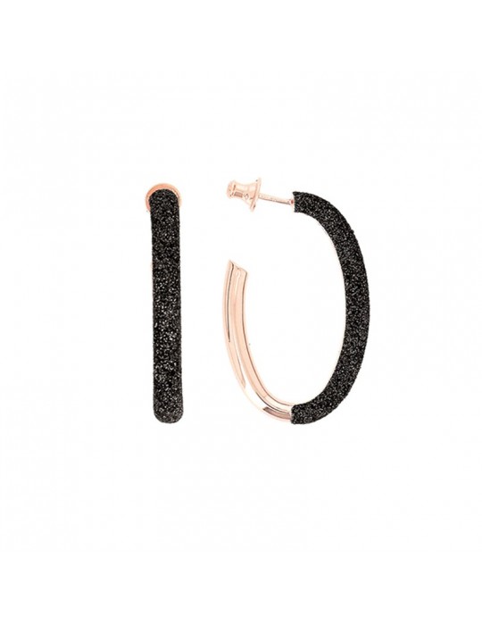 Pesavento Earrings - Polvere di Sogni in 925% Silver Pink Oval with Black Pav - 0