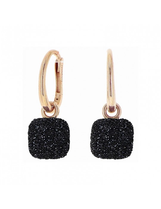 Orecchini Pesavento - Polvere di Sogni - Argento 925% Rosa Monachella Pendenti - Pavè Nero - WPLVO2625