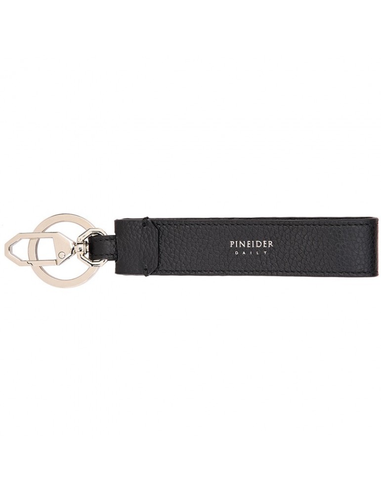 Pineider Keyring - Black Tumbled Calfskin - PTS749056