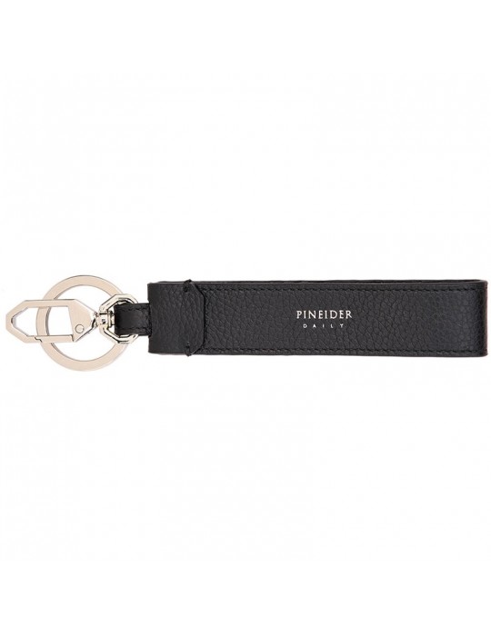 Pineider Keyring - Black Tumbled Calfskin - PTS749056