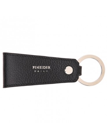 Portachiavi Pineider-in Pelle di Vitello Bottalata Nera-Rivetto-PTS750056