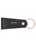 Pineider Keyring-in Black Tumbled Calfskin-Rivet-PTS750056