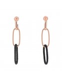 Orecchini Pesavento - Polvere di Sogni - Argento 925% Rosa Ovali Pendenti - Pavè Nero - WPLVO2685
