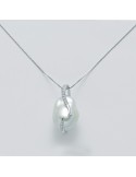 Nimei Woman's Necklace - in White Gold with Baroque Pearl and Diamonds - 0