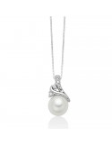 Collana Miluna - Collier - Oro Bianco 18 Carati Perla Freshwater 8-8,5mm - Diamanti Naturali - PCL6467