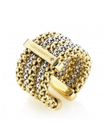 Anello Chimento Donna - Stretch Multiple in Oro Giallo e Bianco con Diamanti - 0