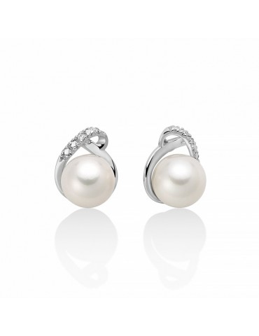 Orecchini Miluna - Oro Bianco 18 carati con Perle 7-7,5mm - Diamanti Naturali - PER2664