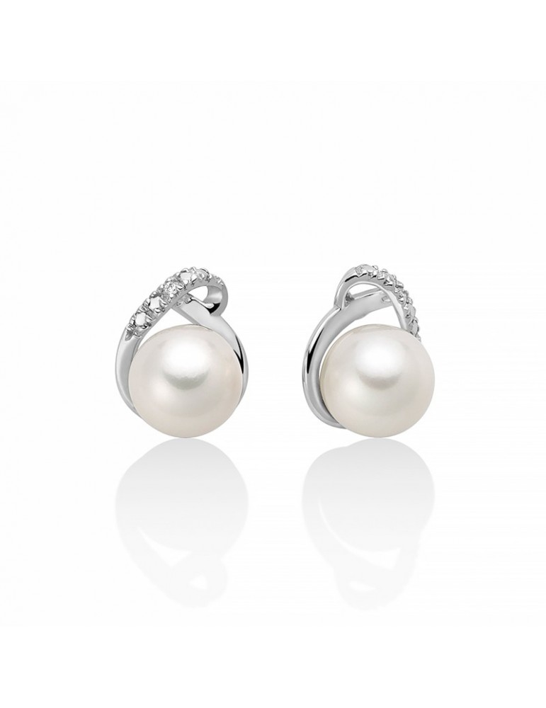 Orecchini Miluna - Oro Bianco 18 carati con Perle 7-7,5mm - Diamanti Naturali - PER2664