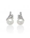 Orecchini Miluna - in Oro Bianco 18 carati - Perle 7,5-8mm e Diamanti Naturali - PER2697