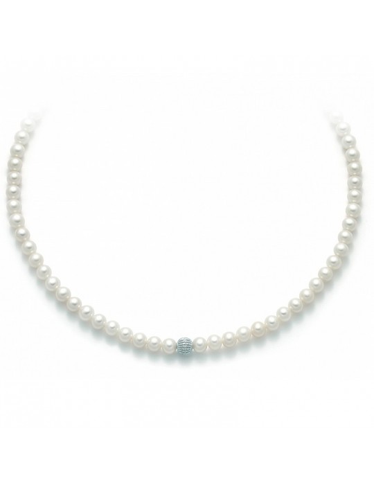 MILUNA DIAMOND WHITE GOLD PEARL NECKLACE - 0