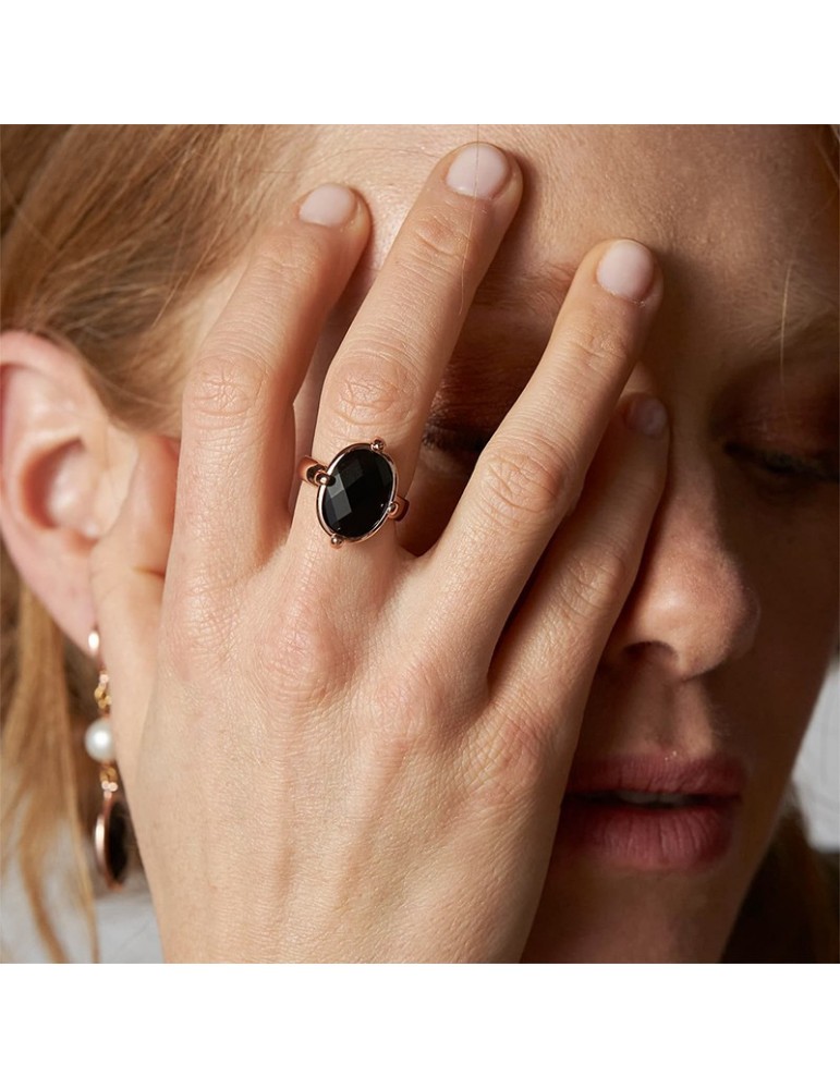 Anello Unoaerre - Rose Gold - Cristallo Nero - 14EXA0040R-1AR