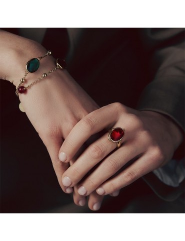Bracciale Unoaerre - Catena Gold - Pietre Rosse e Verdi-14EXB0034G-1AR 2