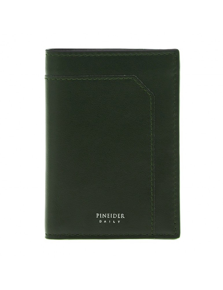 Portafoglio Verticale Pineider-Pelle di Vitello-Liscia-Verde-PSS713327