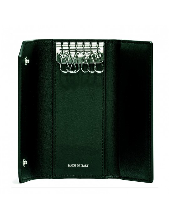 Pineider key ring - Smooth calfskin - Green - 6 rings - PSS718327