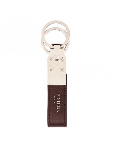 Pineider - Daily 23 Keyring in Tumbled Brown Calfskin - 0