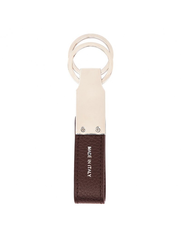 Pineider - Daily 23 Keyring in Tumbled Brown Calfskin - 0