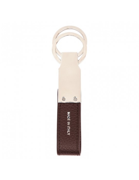 Pineider - Daily 23 Keyring in Tumbled Brown Calfskin - 0