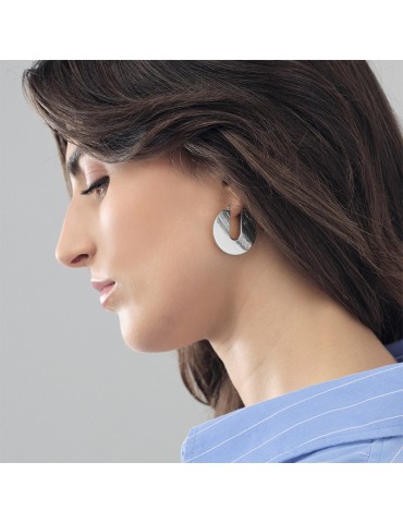 Unoaerre Earrings - Bronze Silver - Flat Hoop - 16EXO00999B 2