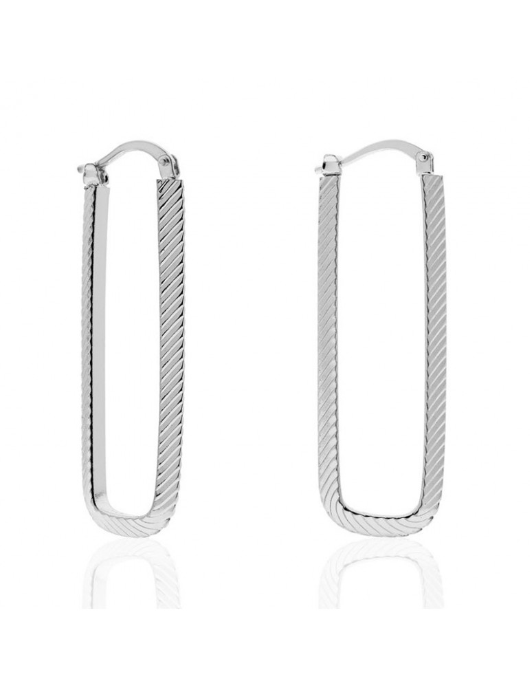 Unoaerre Earrings - Silver - Diamond Elongated Link - 4EXO00599B