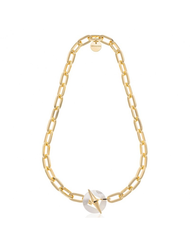 Unoaerre Necklace - Joya - Gold Chain - Mother of Pearl T-Bar -6EXH0085G