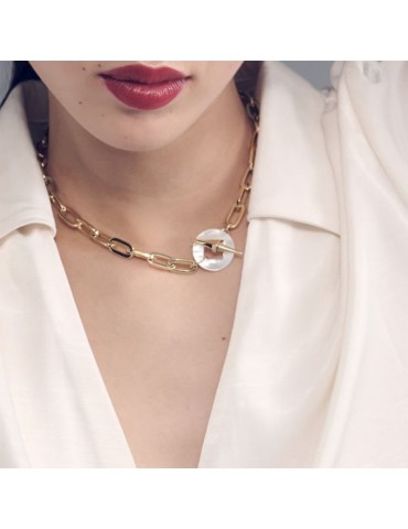 Unoaerre Necklace - Joya - Gold Chain - Mother of Pearl T-Bar -6EXH0085G 2