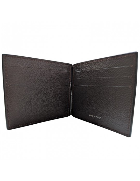 Pineider Money Clip-Tumbled Calfskin-Dark Brown-PTS712059