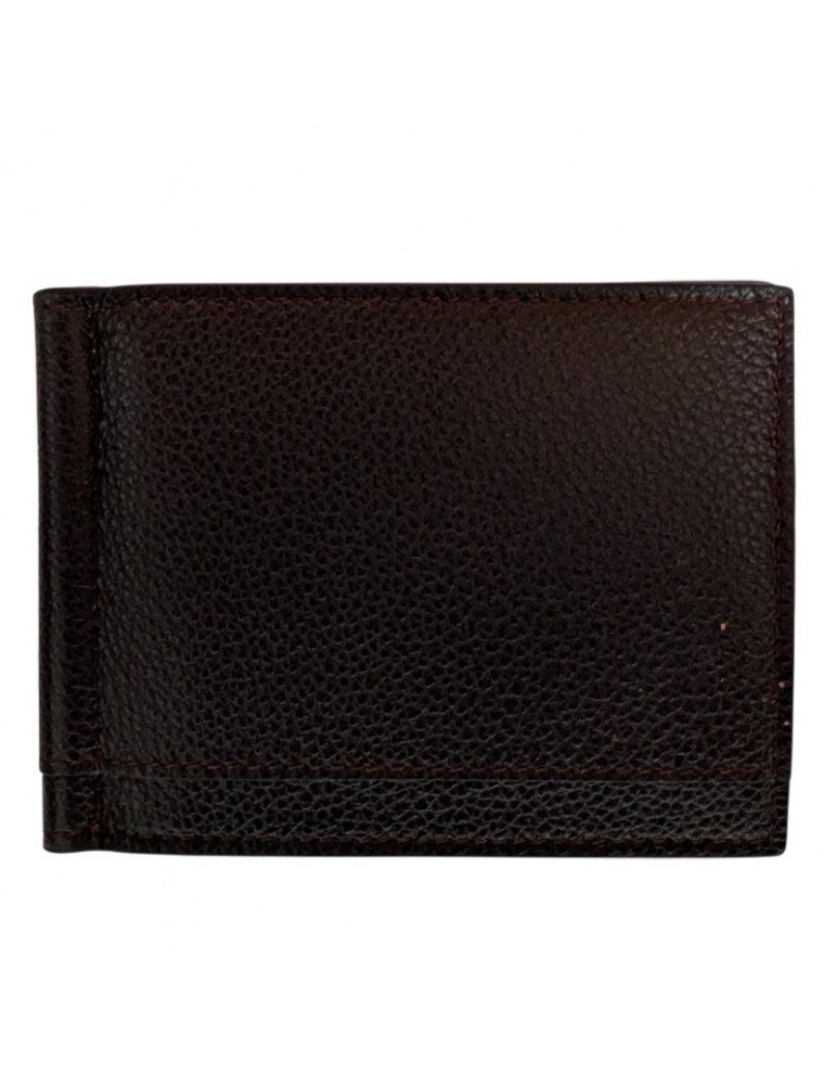 Pineider Money Clip-Tumbled Calfskin-Dark Brown-PTS712059