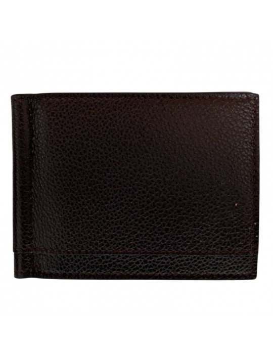 Pineider Money Clip-Tumbled Calfskin-Dark Brown-PTS712059